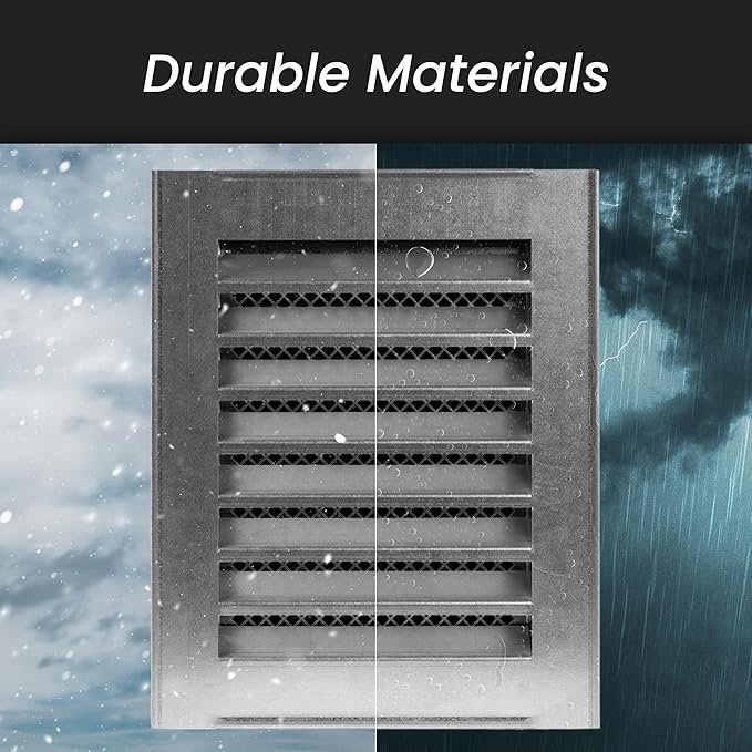Repa Market 12" x 12" Inch (Inner Dimensions) Galvanized Steel Soffit Air Vent Cover - Louvered Square Gable Vent with Mesh Screen - Exhaust/Intake Ventilation Grill - Outdoor Metal Duct Grate