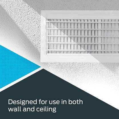EZ-FLO 16 x 6 Inch (Duct Opening) White Air Vent Cover for Wall or Ceiling, Two-Way Ventilation Register, Solid Steel HVAC Cover, 61663 (Pack of 2)
