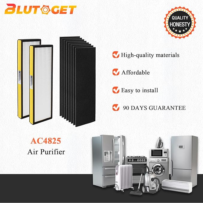 FLT4825 HEPA Filter B Replacement with G-Guardian Air Purifier Models-Replaces AC4820, AC4850,CDAP4500BAC, AC4800, AC4300 AC4900CA AC4825 AC4825E by Blutoget -2 H13 HEPA Filters 8 Carbon Pre-Filters