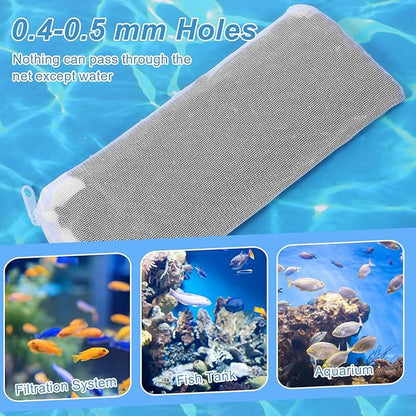 6 Packs Fine Mesh Bag Aquarium Mesh Bag Aquarium Filter Media Bags with Plastic Zipper, 8" x 3" Filter Bags for Fish Tank Pond Fine Resins Activated Carbon