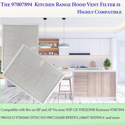 2-Pack upgraded 97007894 kitchen vent hood filter 9.9" x 11.7" x 0.38" Fit Bro-an 97005683 Range Hood Filter and NSP GE Kenmore NuT-one Range Hood vent Filters - Traps Grease & Filters Cooking Air