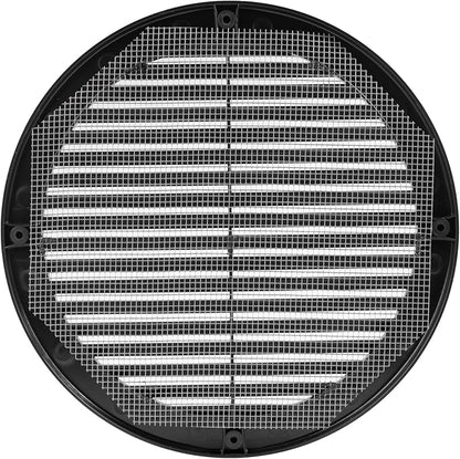 Vent Systems 8" Inch (Opening Dimensions) - Pack of 100 - Black Soffit Vent Cover - Plastic Round Air Vent Grille - Built-in Mesh Screen - HVAC Register Louver for Bathroom, Home, Kitchen