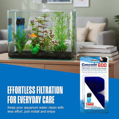 Penn-Plax Cascade 600 Filter Replacement Carbon Cartridges (2 Pack) – Provides Chemical Filtration for Freshwater and Saltwater Aquariums