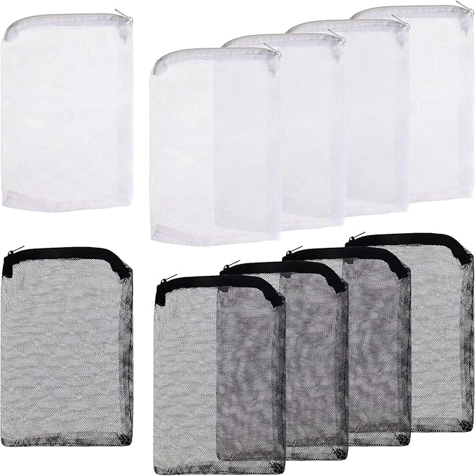 10 Pieces Aquarium Filter Bags Fish Tank Media Mesh Filter Bags Net Bag with Zipper for Charcoal Pelletized Remove Activated Carbon, Biospheres, Ceramic Rings