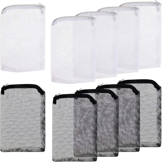 10 Pieces Aquarium Filter Bags Fish Tank Media Mesh Filter Bags Net Bag with Zipper for Charcoal Pelletized Remove Activated Carbon, Biospheres, Ceramic Rings
