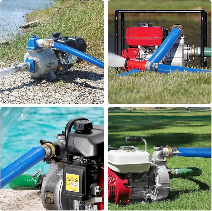 1.5" x 50 ft Backwash Hose for Swimming Pools, Heavy Duty PVC Lay Flat Water Discharge Hose,Durable Pool Drain Hose with Aluminum Pin Lug Fittings for Pump And Filters