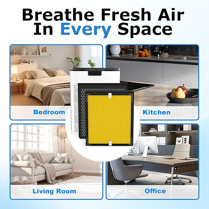 2 Pack KJ190L Filter Replacement Compatible with MOOKA KJ190L Air Purifier for Large Room, 2 Stage Filtration for Pollen Dust, 2 H13 HEPA Filters & 4 Washable PreFilters for Pets