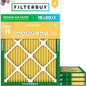Filterbuy 16x20x1 Air Filter MERV 11 Superior Pet & Allergy Defense (4-Pack), Electrostatic Pleated HVAC AC Furnace Filters Replacement, Made in USA (Actual Size: 15.50 x 19.50 x 0.75)