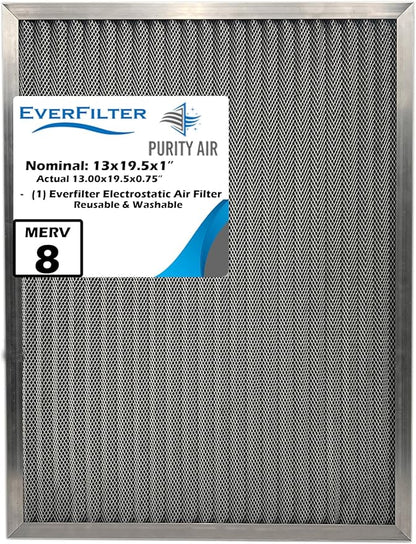 13x19.5x1 Electro-static Air Filter (1-Ct) AC Furnace Filter, Reusable & Washable 4-Stage Electrostatic Filter for Residential and Commerical HVAC (Actual Size:13.00 x 19.50 x 0.75 Inches)