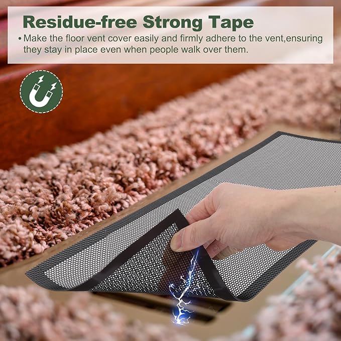 YOKIVE 6 Pcs Magnetic Floor Vent Covers, Floor Register Cover PVC Mesh Air Vent Screen Filters, Great for Home Floor, Wall, Ceiling, Catch Debris Hair Dust (White, 14-Inch x 8-Inch)