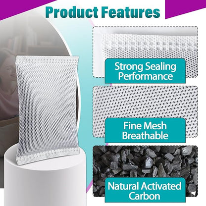 16 Pcs Activated Charcoal Odor Absorbing Filter Refills, Compatible with 8 Gallon & Larger Trash Cans, Long-Lasting Deodorizer Replacement for Kitchen/Bathroom Use