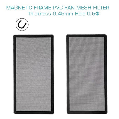 287mm 140mm x 2 PC Fan Dust Mesh Filter 11.3inch x 5.79inch PVC Computer PC Case Dust Proof Filter Cover Magnetic Black 2-Pack
