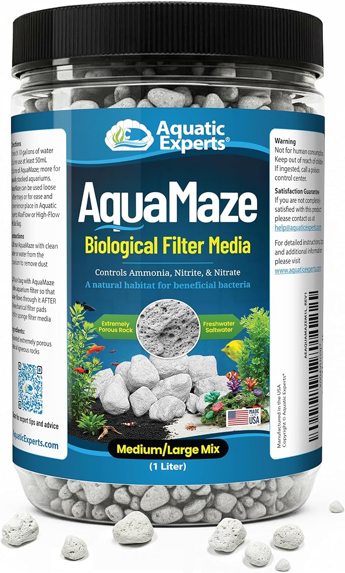 Aquatic Experts AquaMaze Aquarium Bio Media – 1L for Freshwater & Saltwater Tanks, Compatible with Canister, Sump & HOB Filters
