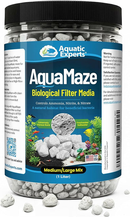 Aquatic Experts AquaMaze Aquarium Bio Media – 1L for Freshwater & Saltwater Tanks, Compatible with Canister, Sump & HOB Filters