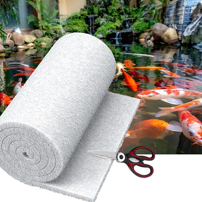 Classic Pond Filter Pad Media 18"x36"x1", 4.5 Ft² White Thicker Reusable Replacement Washable Pad,Fish Pond Filter Material for Koi Outdoor Ponds Aquarium