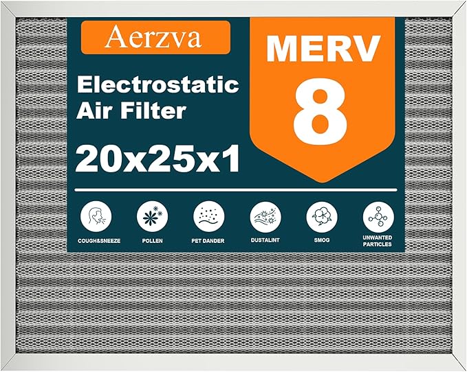 20x25x1 Reusable Air Filter, Washable, MERV 8, Permanent Electrostatic Air Filter, Lasts a Lifetime, Breathe Safely at Home or in the Office
