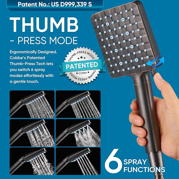 Cobbe Filtered Shower Head with Handheld, High Pressure 6 Spray Mode Showerhead with Filters, Water Softener Filters for Hard Water - Remove Chlorine - Reduces Dry Itchy Skin, Oil Rubbed Bronze