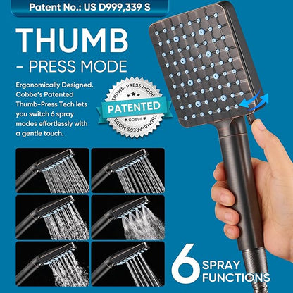 Cobbe Filtered Shower Head with Handheld, High Pressure 6 Spray Mode Showerhead with Filters, Water Softener Filters for Hard Water - Remove Chlorine - Reduces Dry Itchy Skin, Oil Rubbed Bronze
