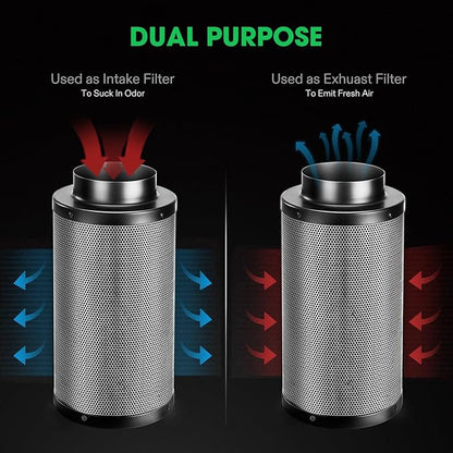 VIVOSUN 4 Inch Air Carbon Filter Smelliness Control with Australia Virgin Charcoal for Inline Fan, Grow Tent Smelliness Scrubber, Pre-Filter Included, Reversible Flange 4" x 12", Black