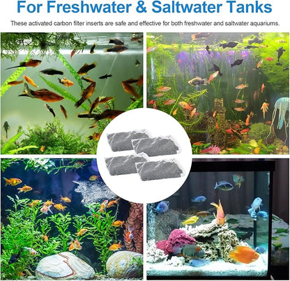 6 Pack Activated Carbon Inserts for AquaClear 50 Aquarium Filter, 80-gram/Bag Carbon Media for Fluval Aqua Clear up to 30-50 Gallons Aquariums,Charcoal for Fish Tank Filter A1384