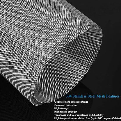 Valchoose 2PACK Stainless Mesh Screen 12”X24”(305mmX610mm), 20 Mesh 304 Steel Woven Wire Mesh, 1mm Hole Sturdy Easy to Cut Never Rust for Window Screen, Vent, Cage, Garden