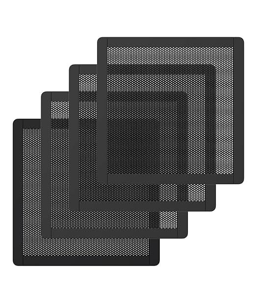MoKo 140 x 140mm PC Case Magnetic Dust Mesh Filter, 0.5mm PVC Mesh Hole Computer Cooler Fan, Magnetic Frame Dustproof Cover Grill for Computer PC Case - 4PCS