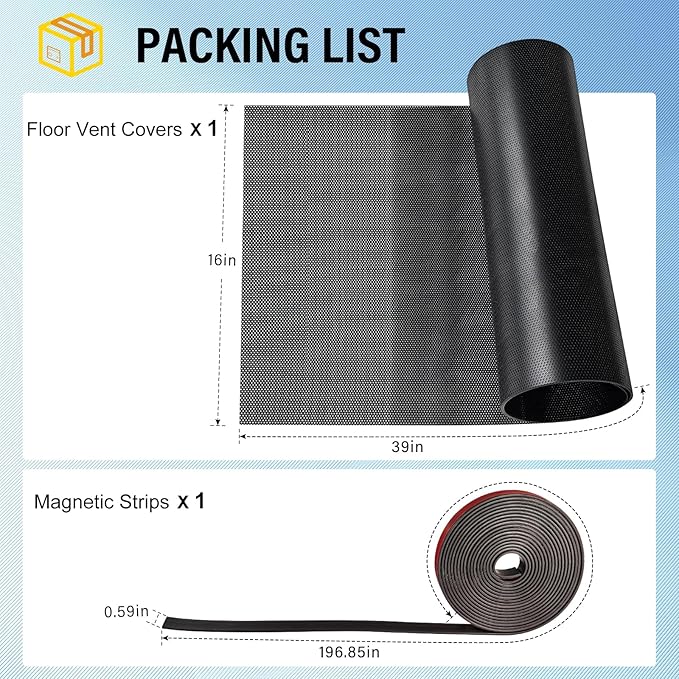 39x16 inch Customizable DIY Floor Vent Covers, Magnetic PVC Vent Mesh for Wall, Ceiling & Home Floor, PC Case Dust Mesh Filter