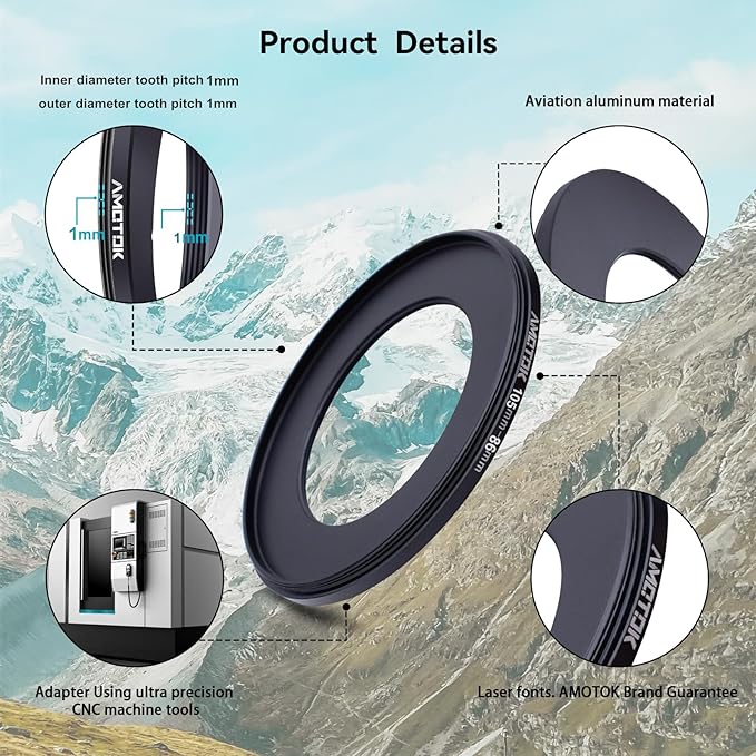 105mm Lens to 86mm Camera Lens Adapter,105mm-86mm Filter Step-Down Ring,Compatible All 86mm Filter Accessory.Made from CNC Machined