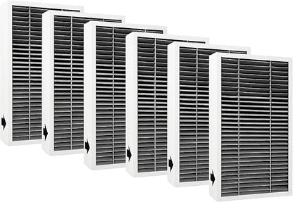 Nispira F1 C01 T02 Carbon Odor Reduction HEPA Filter Replacement For 3M Filtrete Room Air Purifier FAP-C01-F1, FAP-T02-F1, FAPF-F1-O, FAP-C01BA-G1, FAP-T02WA-G1, FAP-ST02W, FAP-ST02N 6 Packs