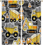 Kids Construction Excavator Window Curtains, Yellow Excavator Transporter Truck Cartoon Vehicles Rod Pocket Decorative Window Curtain for Children Teens Room 63x72in (30% Blackout)