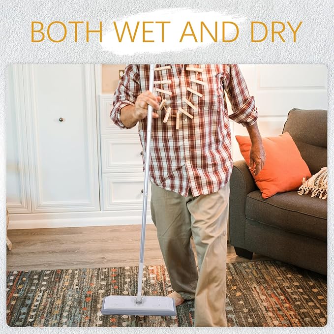 Detachable Handle Dust Mop for Floor Cleaning with Dry Wet Refill Pads Electrostatic Dust Removal Mop for Household Use No-wash Long Handle Suitable for Hardwood and Tile Floors