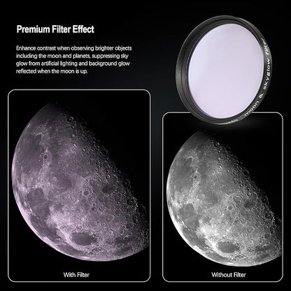 Astromania Telescope Moon Filter 2 Inch, Moon Skyglow Filter Reduces Moon Glare and Enhances Lunar Crater Details, Eyepiece Accessory for Astronomy Beginner, Works with Telescope Accepts 2" Eyepieces