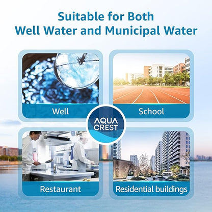 AQUA CREST FXHTC 5 Micron 10" x 4.5" Whole House Water Filter Replacement for GE® FXHTC, GXWH40L, American Plumber W10-PR, W10-BC, Culligan® RFC-BBSA, GXWH35F, W50PEHD, Pentek R50-BB, Pack of 2