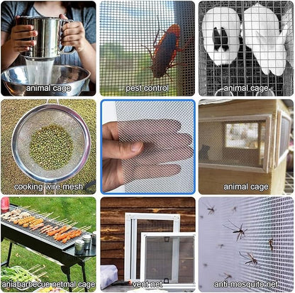 Stainless Steel Woven Wire Mesh, 304 Metal Mesh Sheet, 16 Mesh, Anti-Rust & Tear-Resistant, Vent, Filter, Garden Rodent Guard, Insect Screen, Easy to Cut (Silver 1.2x4m)