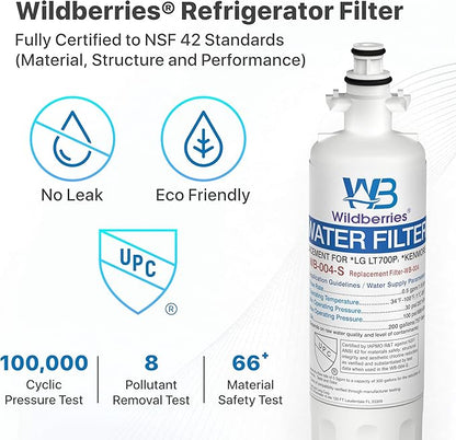 Wildberries ADQ36006101 Replacement for LG® LT700P®, LFXS30766S, LFDS22520S, LFX28968ST, LFXS24623S, LFXS29766S Refrigerator Water Filter, Kenmore® 9690, 469690, ADQ36006102, LT120F®, RWF1200A, 2 PACK
