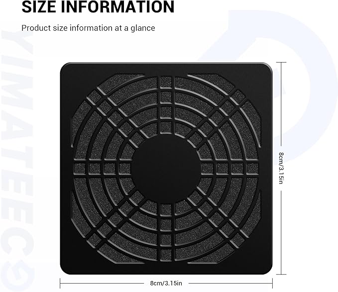 Dust Filter PC 80mm Cooling Fan Filter Dustproof Cover, 2 Pack PC Case Fan Grill ABS Protective Dust Guard Mesh Cover with Screws for Computer Case Cooling Fans, Effective Dust Protection