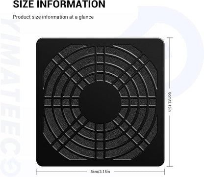 Dust Filter PC 80mm Cooling Fan Filter Dustproof Cover, 2 Pack PC Case Fan Grill ABS Protective Dust Guard Mesh Cover with Screws for Computer Case Cooling Fans, Effective Dust Protection