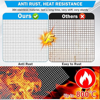 Valchoose 1 Piece Metal Woven Mesh Screen 14.6 X 11.4 in (372mmX292mm), 4.5mm Hole 5 Mesh Wire Mesh Easy to Cut, No Rust Stainless Steel Mesh, Hard Heat Resisting Used for Filters Vent BBQ DIY Project