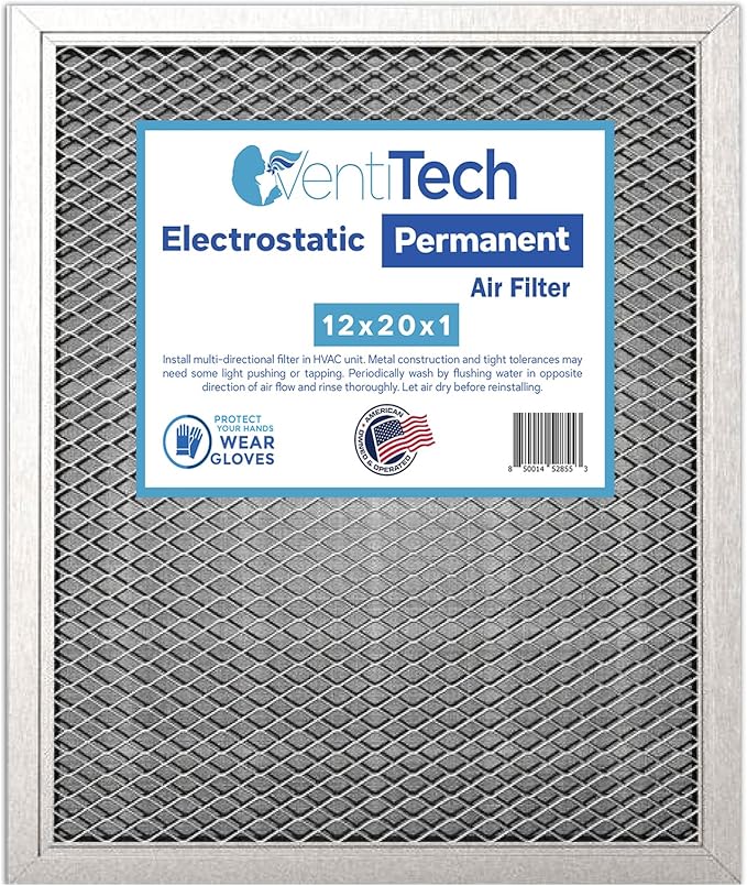12x20x1 Washable Electrostatic Air Filter. Reusable HVAC & Furnace Air Filter