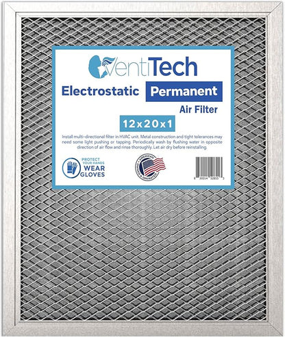 12x20x1 Washable Electrostatic Air Filter. Reusable HVAC & Furnace Air Filter