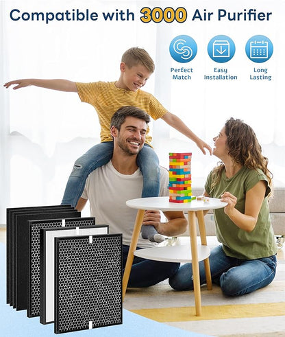 7 Pack 3000 Replacement Filter Compatible with Air doctor 3000 Air Purifi-er, with 1 main filter + 2 Activated Carbon filters + 4 Carbn Pre-Filters