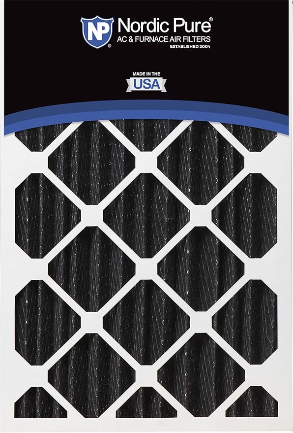 Nordic Pure 16x20x4 (Actual Size: 15 1/2 x 19 1/2 x 3 5/8) Pure Carbon Pleated Odor Reduction Merv 8 Furnace Filter 1 Pack
