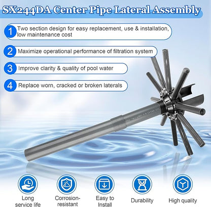 SX244DA Lateral Assembly with Center Pipe Compatible with Hayward s244t Sand Filter Tank, Threaded Lateral Assembly for Hayward S244TC, S270T, S270T2, Spa Pool Sand Filter Replacement Parts
