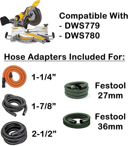 Improved Dust Collection Port for DeWalt DWS779 & DWS780 Miter Saws - Virtually No Mess - Made in the USA