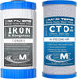 APPLIED MEMBRANES INC. Whole House Water Filter Replacement Filter Cartridge Set for Iron Reduction | 2 Stage 4.5” x 10” Carbon & Iron Filters | Fits 10-inch Housings