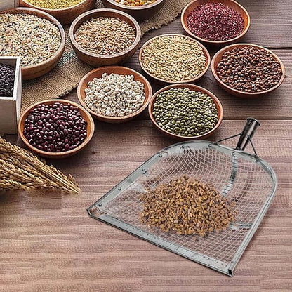 Leaking Soil Shovel Filter Stainless Steel Sieve 4mm/6mm/8mm/12mm Mesh Sifting Shovel for Sifting Corn Kernels Gardening Farm Chicken Coop and Goat Stall Multipurpose Dustpan (Sliver-8MM)