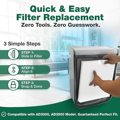 Air Purifier Filter Replacement – Compatible with Air Doctor Models AD3000 and AD3500 – Includes Efficient Air Filter Replacement for Home and Office - Third Party - Product (1-Pack)