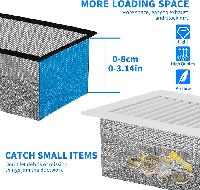 Floor Register Cover Trap, Floor Air Vent Cover Screen for Home Air Vent Filters 6-Pack Floor Vent Mesh Filters Net Trap (Trap 4x10 6-PCS)