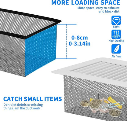 Floor Register Cover Trap, Floor Air Vent Cover Screen for Home Air Vent Filters 6-Pack Floor Vent Mesh Filters Net Trap (Trap 4x10 6-PCS)