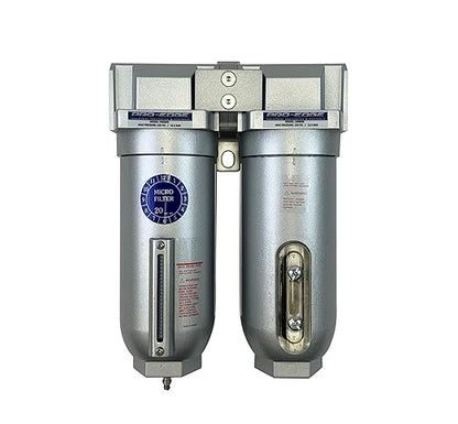 1" NPT Industrial (2-Stage) Coalescing Filter Removes Oil, Moisture Vapor Aerosols and in Line Desiccant Bead Air Dryer for Compressed Air Lines